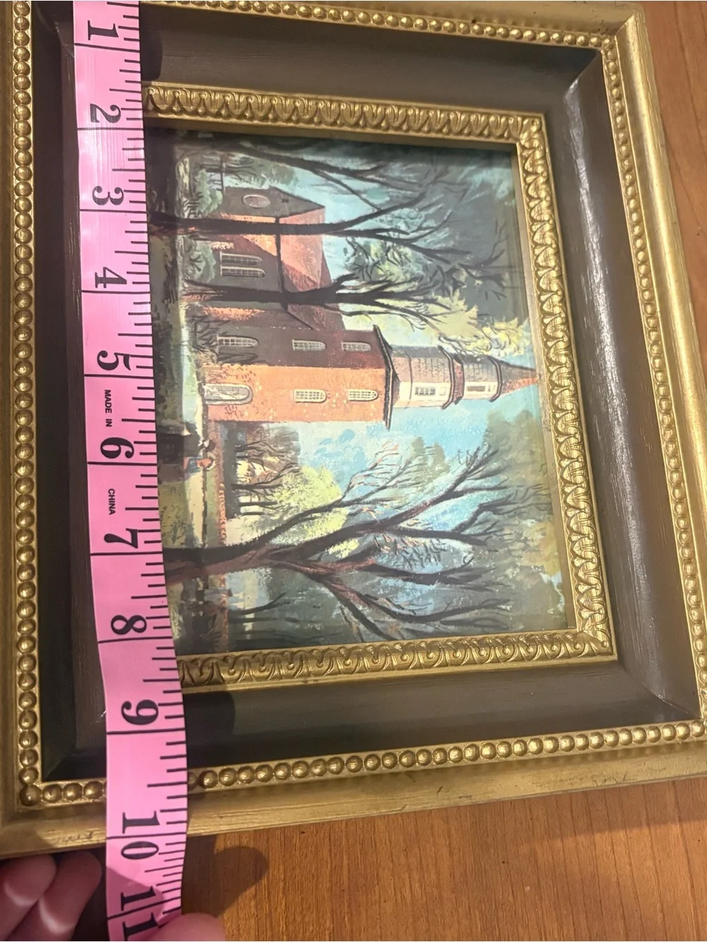 Vintage 70s Old Bruton Church Burwood Gold Ornate Framed Williamsburg Print